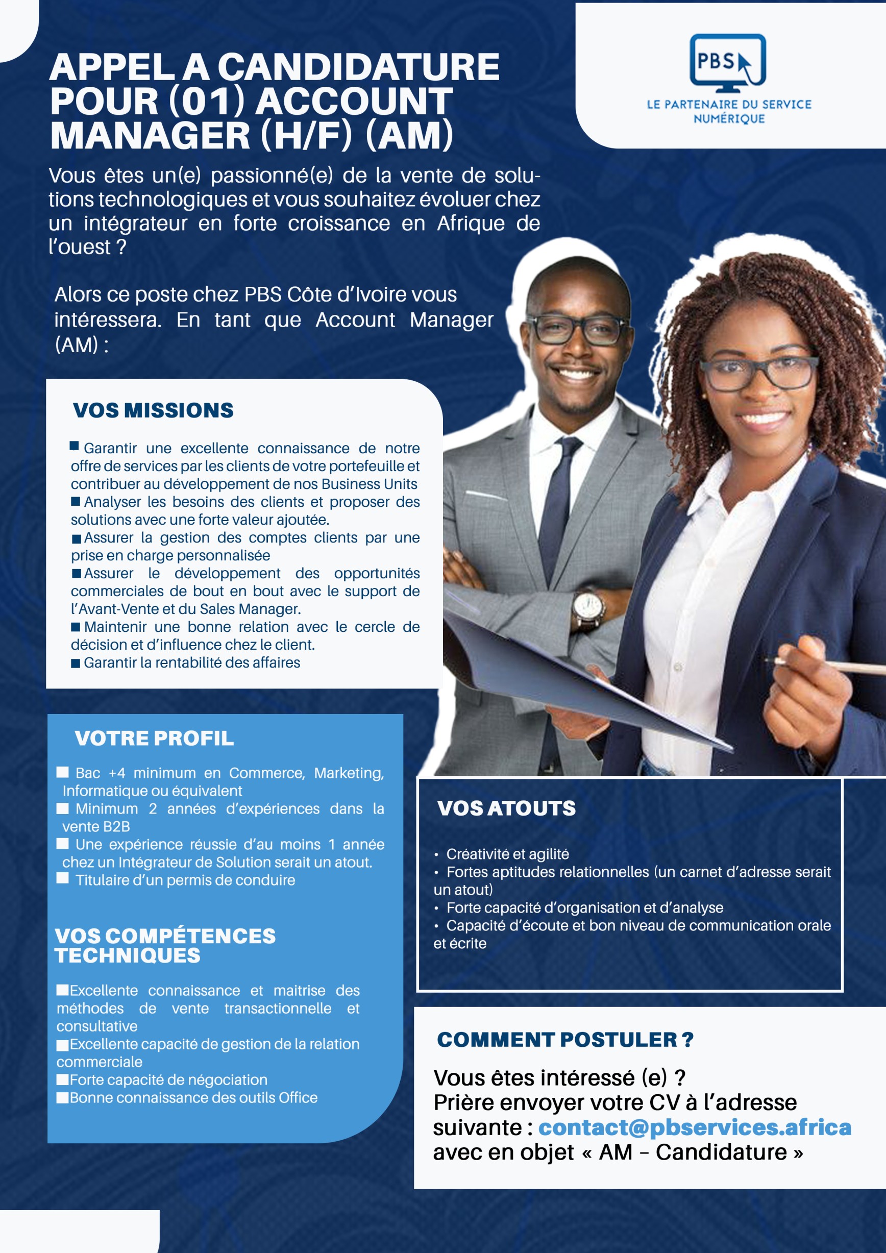 APPEL À CANDIDATURE POUR (01) ACCOUNT MANAGER (H/F) (AM)